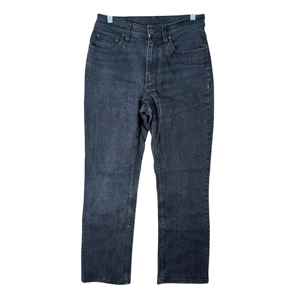 LL Bean Womens Jeans Black Denim Mid Rise Straight Leg Casual Wear Stretch 8